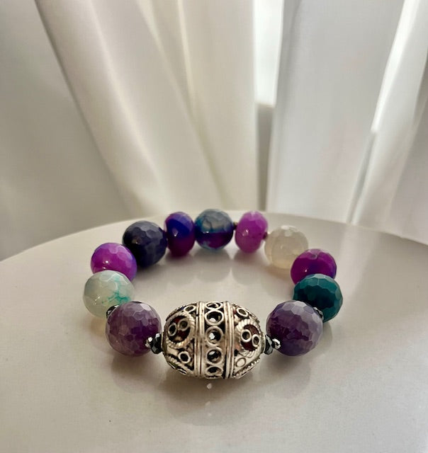 Multi-Colored Agate & Rondelle Bracelet