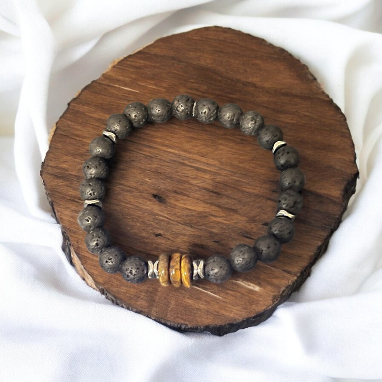 Lava Bead & Tiger Eye Bracelet