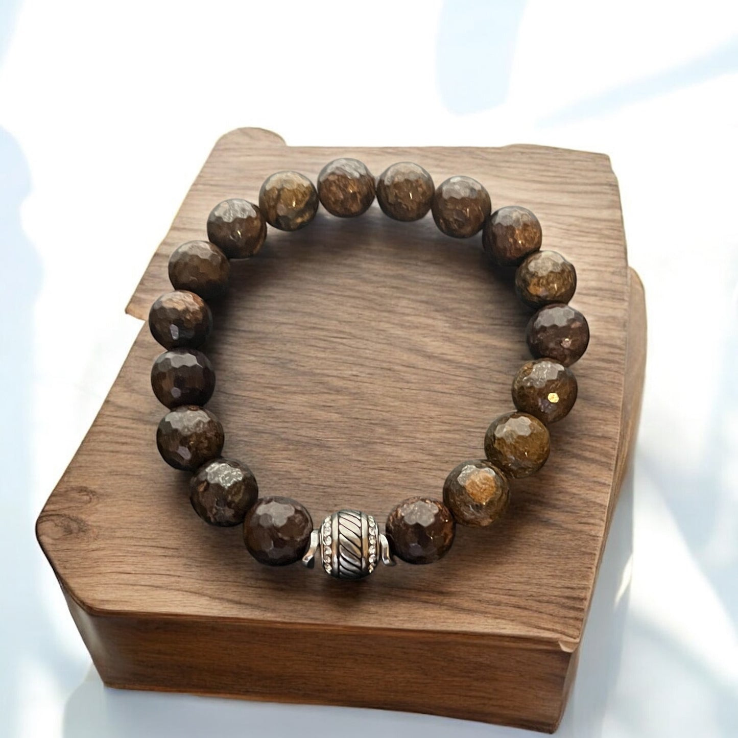 Bronzite & Stainless Steel Focal Bracelet