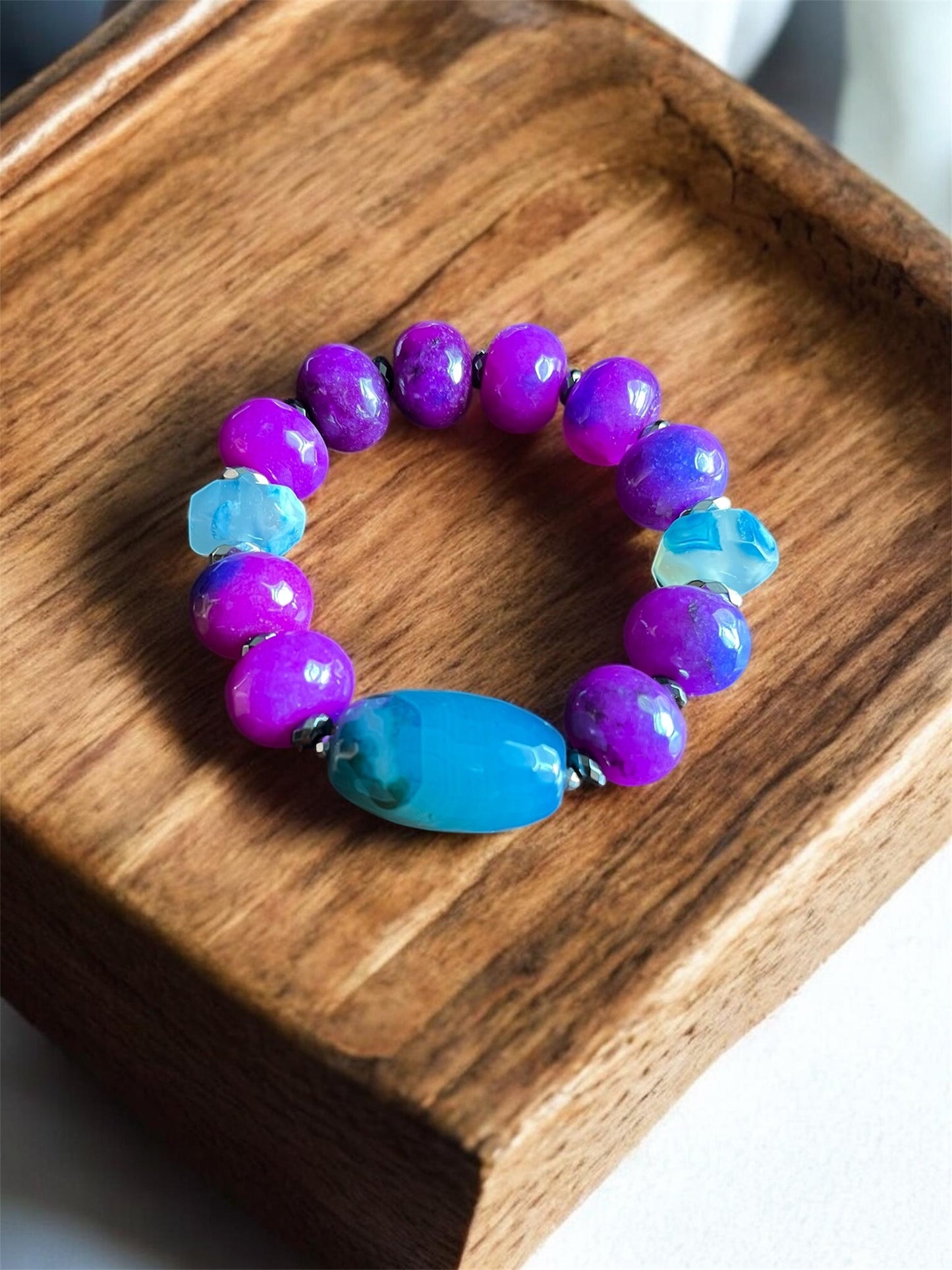 Purple Agate & Teal Bracelet