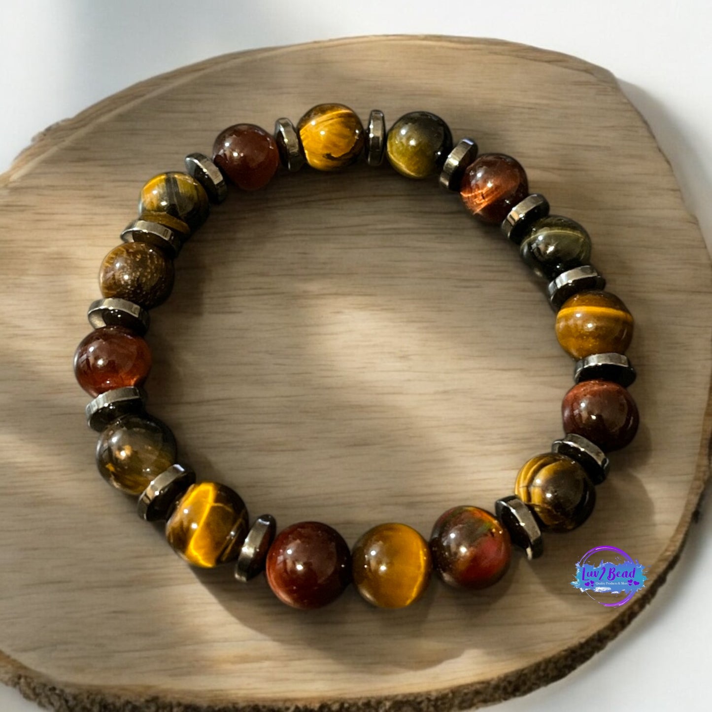 Tiger Eye Bracelet w/ Dark Hemitite