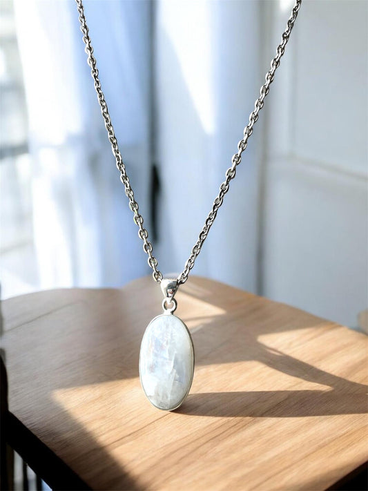 Oval Moonstone Pendant Necklace