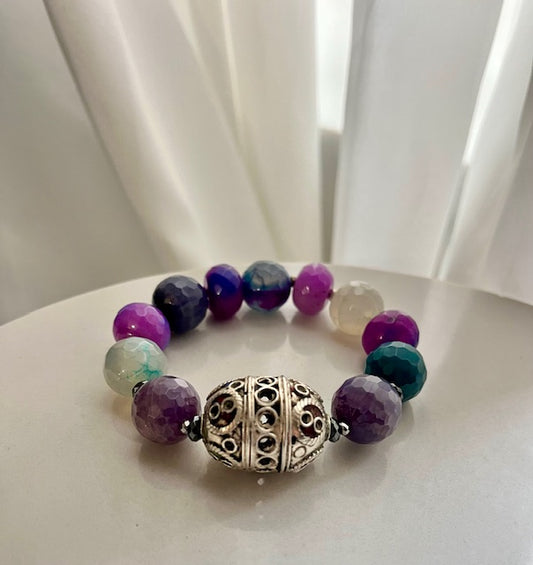 Multi-Colored Agate & Rondelle Bracelet