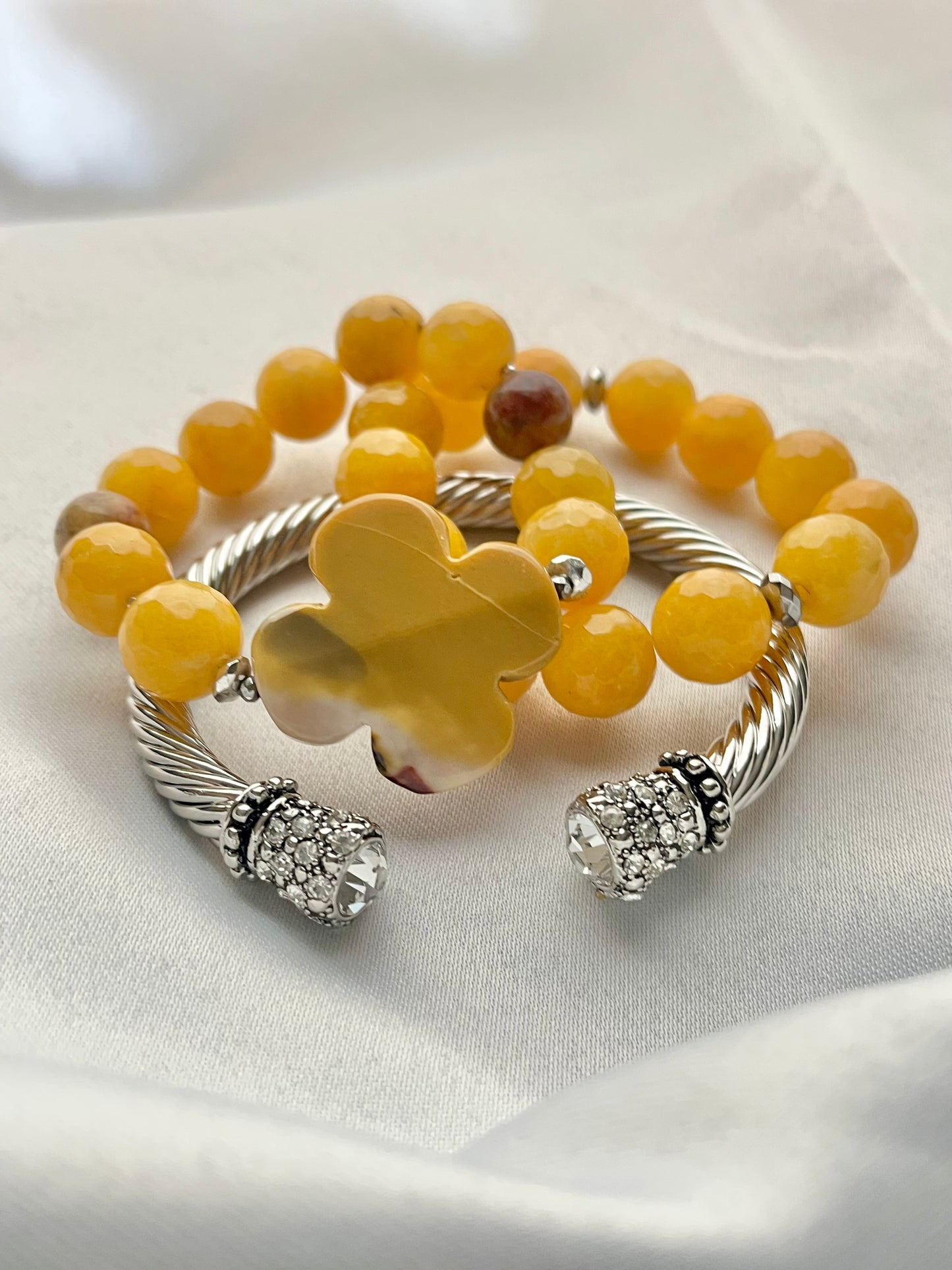 Yellow Gemstone Statement Bracelet Stack
