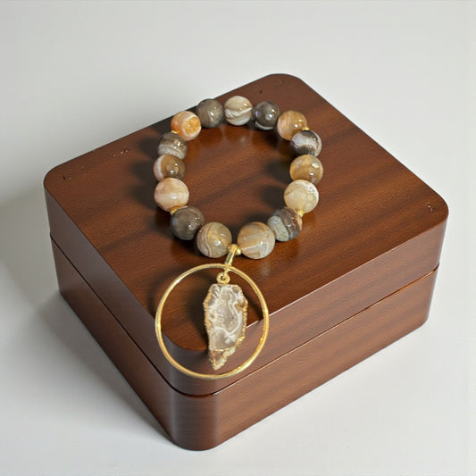 Brown Drusy Charm Bracelet