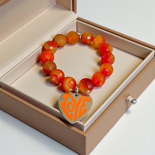 Red Orange Jade Love Bracelet